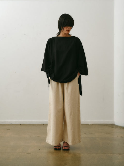 Otsu Okurimono Top Black Linen + Cotton Blend