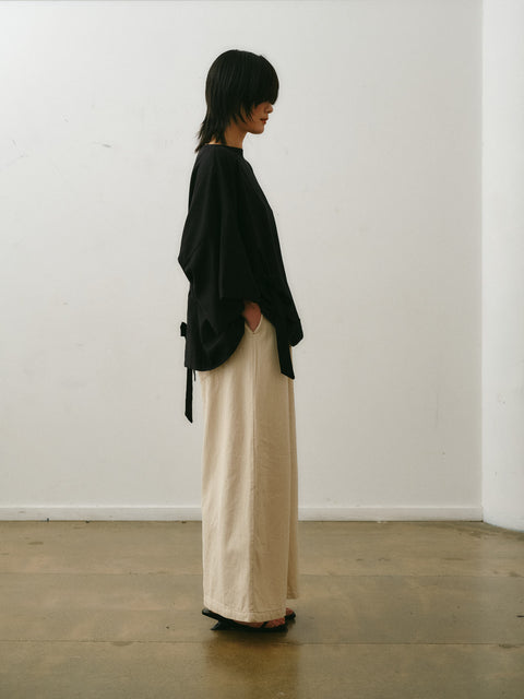 Otsu Okurimono Top Black Linen + Cotton Blend