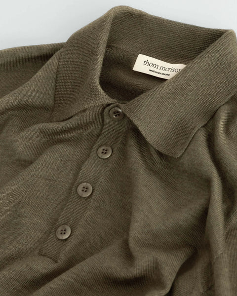 Thom Morison Knit Polo In Sage
