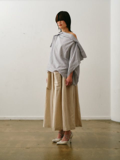 Otsu Tanzaku Off the shoulder silver linen top