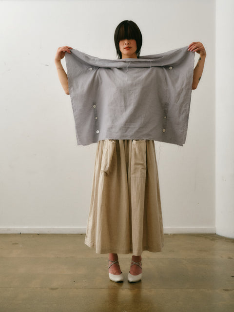 Otsu Tanzaku Off the shoulder silver linen top