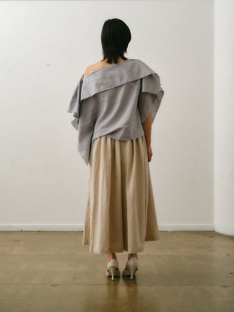 Otsu Tanzaku Off the shoulder silver linen top