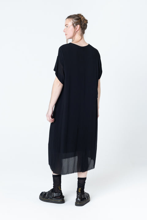 Company of Strangers Black Viscose Tuck Dress
