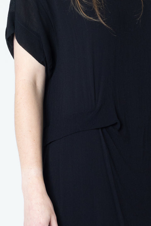 Company of Strangers Black Viscose Tuck Dress