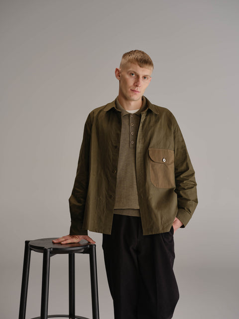 Thom Morison Waxed Shirt Jacket In Green