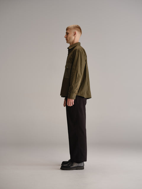 Thom Morison Waxed Shirt Jacket In Green