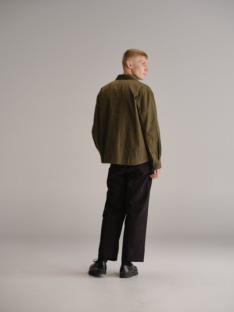 Thom Morison Waxed Shirt Jacket In Green