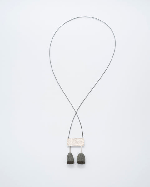 Long Wire Necklace | Stainless + Coble Stone