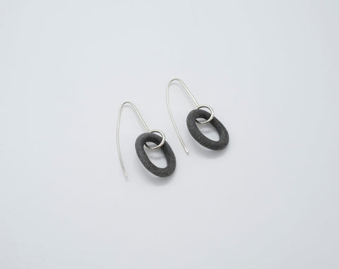 Long Drop Earring | Oval Loop + Pebble