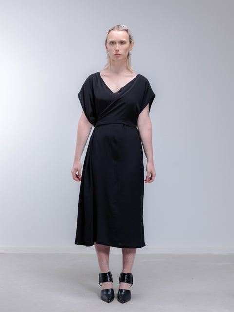 Jpalm Ottilia Black Wrap V Neck Dress Size 16